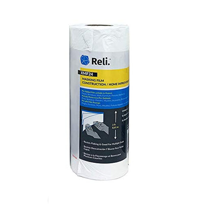 Reli. Masking Film, 1 Roll | 180' Foot x 24" Inch Masking Plastic Film - size: 180 foot length x 24 inch width | 1 roll
