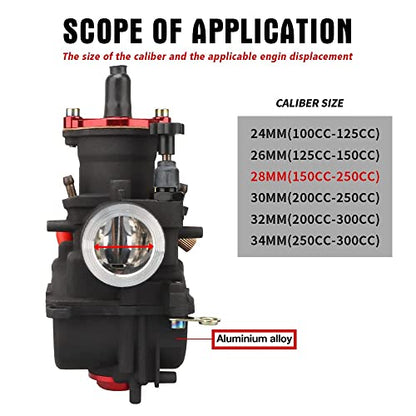 NIBBI Carburetor PWK28 fit Motorcycle Engine with 28mm Carb Jets for DirtBike MiniBike Pit Bike GY6 ATV - size: PWK28MM