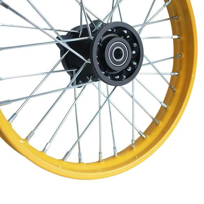 Wheel Rim Hub Compatible for 70CC 90CC 110CC 125CC 140CC 150CC 160CC Off Road Motocross Pit Dirt Rocket Bike (Yellow, 60/100-14" 12mm) - color: Yellow, size: 60/100-14" 12mm