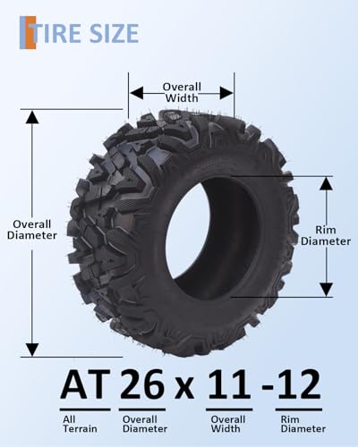GarveeTech 26x11-12 ATV Tires - All-Terrain, Off-Road, and Mud/Trail Tires for ATVs and UTVs, Tubeless, Set of 2 - size: 26x11-12, style: Pattern A