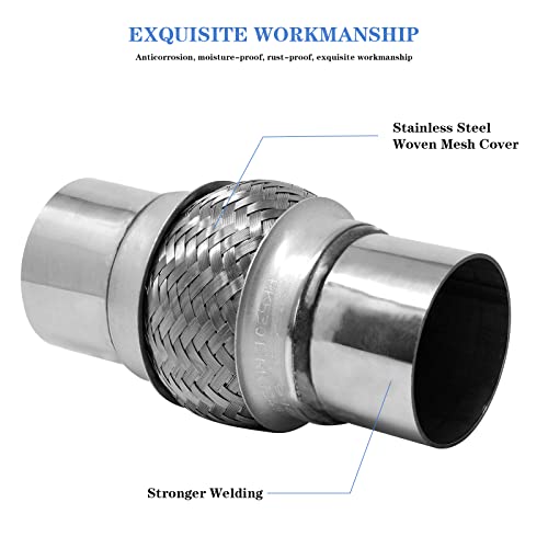 Exhaust Flex Pipe 2.5"x4" Heavy Duty Stainless Steel 8" OL - size: 2.5"x4"x8"