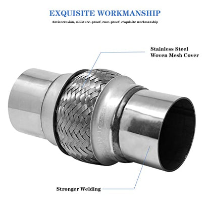 Exhaust Flex Pipe 2.5"x4" Heavy Duty Stainless Steel 8" OL - size: 2.5"x4"x8"