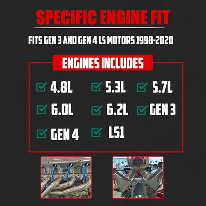 Stainless Steel Headers, Shorty Style for LS Swaps, Universal for Swaps Only, Not Designed to Fit Any Vehicle that came from Factory with an LS Style Engine