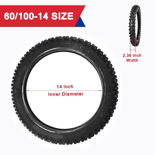 Dirt Bike Rear 80/100-12 3.00-12 Front 60/100-14 2.50-14 Tire and Inner Tube for PW80 CRF70 CRF110 XR70 KLX110 TTR90 TTR110 RM60 RM65 DRZ110 TaoTao DB14 SSR Apollo Coolster Pit Bike Motorcycle