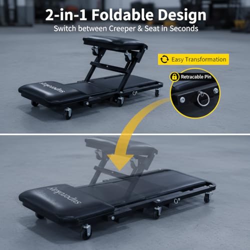 superokay 2-in-1 Folding Creeper Seat, 40-Inch, 330LBS Capacity - size: 40 inch