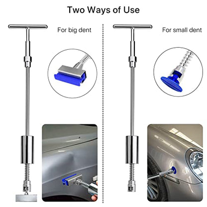 Dent Puller Remover Kit, Professional Car Paintless Dent Removal Kit Tools, 2 in 1 T-Bar,Adjustable Dent Lifter, Bridge Puller Slide Hammer Hail Dent Suction Puller for Auto Body SUV Damage DIY Repair