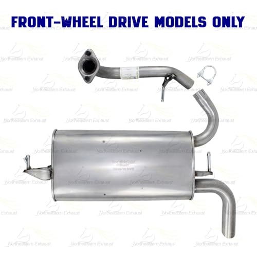 Exhaust Muffler Assembly Compatible with Pontiac Vibe 2009-2010 2.4L FWD | Stainless Steel | Northeastern Exhaust | Includes Gasket, Clamp, Bolt Kit | Direct-Fit Replacement