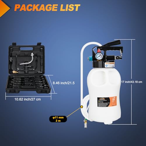 GOOACC Transmission Fluid Pump Kit 6L Automotive Pneumatic Oil Fluid Extractor ATF Refill Dispenser Transfer Pump with 15 ATF Filler Adapters 1.6 Gal 2 Ways Vacuum Fluid Evacuator Oil Change Tool Set - size: 6L
