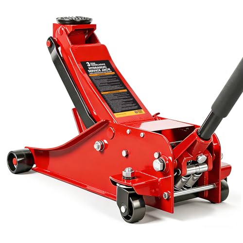 Jack Boss 3 Ton Floor Jack, 6600LBS Capacity Hydraulic Car Jack, Low Profile Portable Jack with Dual Pumps, Quickly Lift Steel Service Jack, Lifting Range 3-1/8" Min to 20" Max Red - color: Red, size: 3 Ton Dual Pump
