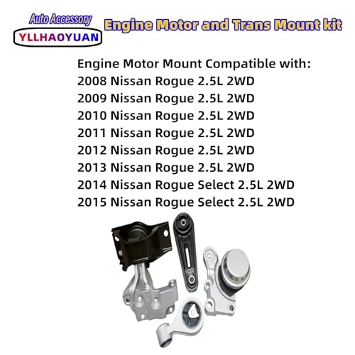 Yllhaoyuan Complete Set of 4 Engine Motor Mounts for 2008-2015 Nissan Rogue - size: 2008-2013 Nissan Rogue 2.5L
