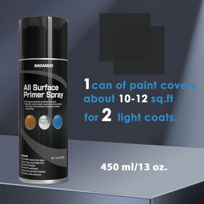 NADAMOO All Surface Primer Spray, Matte Black One-Part Epoxy Primer, 4 Can - color: Black, style: Pack of 4
