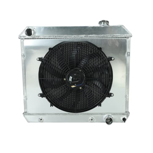Aluminum Core Racing Radiator 3 Row with Fan Shroud Kit Compatible with 1963-1966 C/K Pickup - size: Core Size: 17.40" x 22.76" x 1.73"