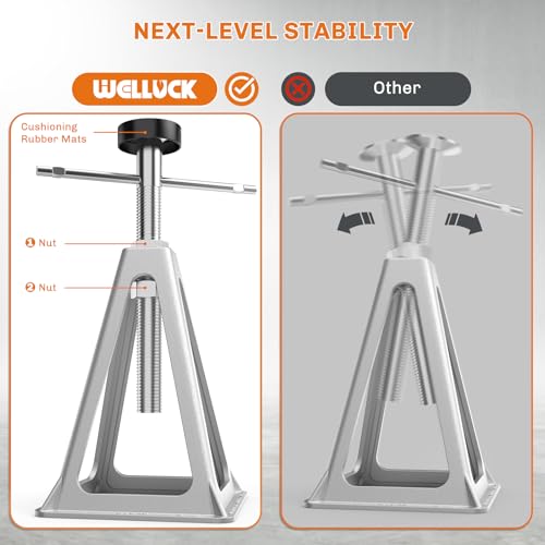 WELLUCK RV Stabilizers Jacks 4 Pack,Screw Jack Stands for RV Camper Travel Trailer Leveling,Aluminum,Single Support Up to 6000 Lbs, Adjustable from 11" to 17"