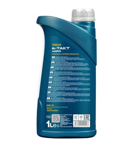 MANNOL 7203 SAE 30 Full Synthetic Lawn Mower Oil, Generator Lubricant, 1L - size: 1L