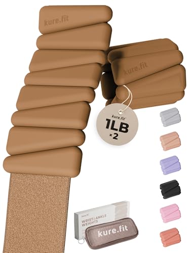 Pilates Wrist & Ankle Weights | Adjustable Weighted Bangles | 1/2/3LB Each - color: Mocha, size: 1 LB
