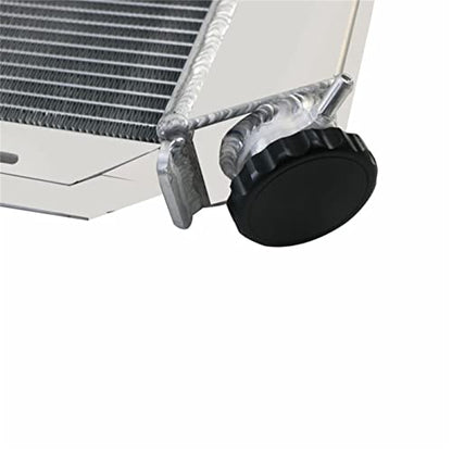 62MM 4 Row Core All Aluminum Radiator compatible with 1979-1993 Ford Mustang Mercury Cougar L4 V8 M/T - size: 4 Row Radiator+CNC 1.3Bar Cap(MT)