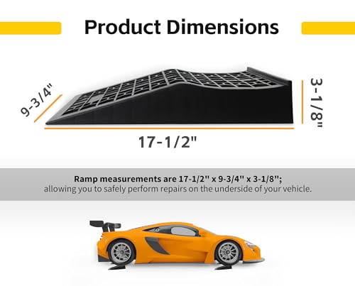 MAXXHAUL 50699 Low Profile Car Ramps for Vehicle Maintenance & Display, Short Incline for Floor Jack Support (2-Pack), 4,400 lb Capacity (2,200 lbs per Ramp) - size: Compact Length
