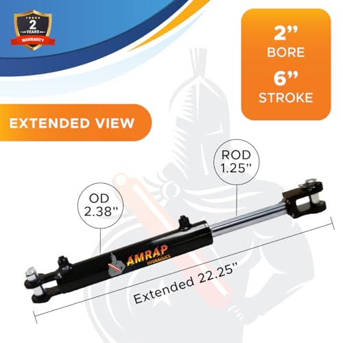 2x6 Hydraulic Cylinder - 2" Bore 6" Stroke Double Acting Welded Clevis Hydraulic Cylinder 3000 PSI Retracted: 16.25", Extended: 22.25", SAE #6 - size: 2x6-SAE