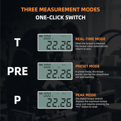 Digital Torque Wrench, 73.7 Ft.lbs/3-100 N.m, 1/2 in Drive Rachet Torque Wrench with Buzzer & LED Indicator Four Units of Measure Torque Wrenches Digital - size: 1/2-100 Nm