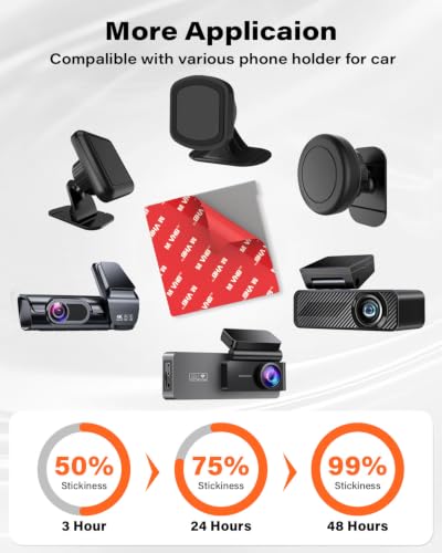 2.83" Double-Sided Adhesive Pads for Dash Cam with Electrostatic Film, 5pcs