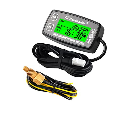 Runleader Tach Hour Meter Engine Water/Oil Temp Gauge RL-HM035A-TS001 - size: RL-HM035A-TS001