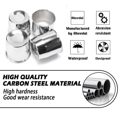 4Pcs 4.25" OD 4.33" H Push Through Trailer Wheel Center Cap for Rim - color: Chrome, size: 4.25" Hub 4.33" H