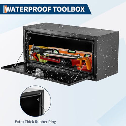 Garvee Black Steel Truck Bed Tool Box, Trailer Tongue Box, Truck Storage Organizer Tool Chest For Truck Bed, RV, Trailer (18 * 18 * 30-Black) - size: 18 * 18 * 30-Black