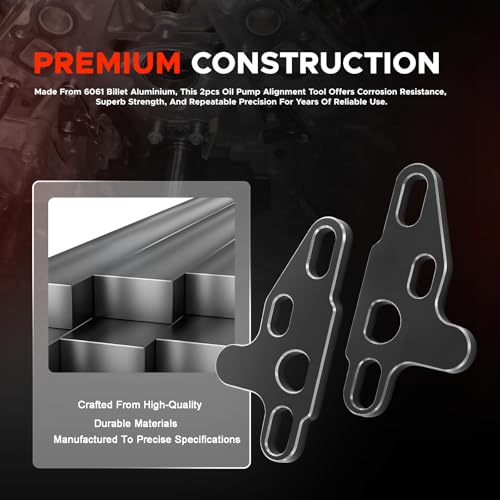 2Pcs Oil Pump Alignment Tool Kit, Billet Aluminum Cam Swap Guide Compatible with Gen V LT1 LT4 LT5 L83 L86 L87 Engines, Pump Brace Hold Down & Pickup Tube Installation Tool (Black)