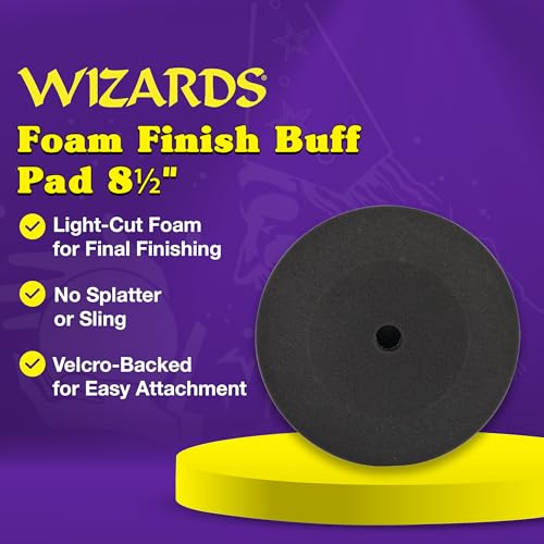 Wizards Foam Finish Buff Pad - Light Polish, Velcro Backed - ‎8½" x 1¼" - color: Foam Finish Buff Pad