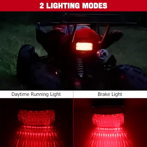 DREAMIZER LED Tail Light ATV OEM Taillight w/Running Brake Light Compatible with Yamaha Big Bear Bruin Rhino Kodiak Grizzly Wolverine Viking - color: Red lens