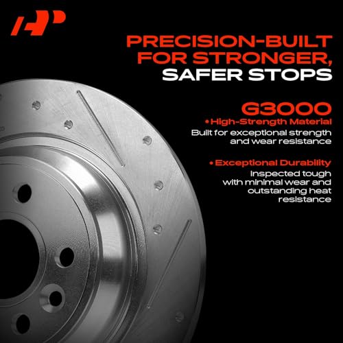 A-Premium 10.24 inch (260mm) Rear Drilled and Slotted Disc Brake Rotors - style: Rear Drilled and Slotted