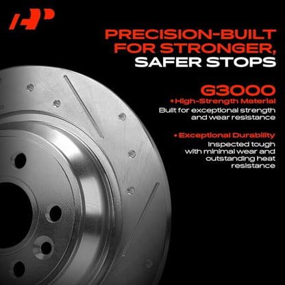 A-Premium 10.24 inch (260mm) Rear Drilled and Slotted Disc Brake Rotors - style: Rear Drilled and Slotted