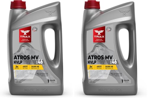 TRIAX Atros Multivis HVLP 46 Full Synthetic Hydraulic Oil, 300% Additive Anti-Wear Boost, 7,000-10,000 Hour Life, Arctic Grade -54 Cold Flow and High Temp Operations (1 Gallon) (Pack of 2) - size: 1 Gallon (Pack of 2)