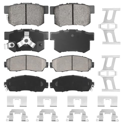 Front Ceramic & Rear Semi-Metallic Brake Pads Set for Honda CR-V 2007-2011, for Acura RDX 2010-2012, for Accord Crosstour FWD 8PCS
