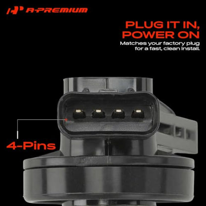 A-Premium Set of 8 Ignition Coil Pack and Iridium Spark Plugs - color: Black