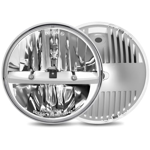 UNI-SHINE 2PCS Chrome 7 Inch LED Headlights - DOT Approved, Hi/Lo Beam, Compatible with Jeep Wrangler, Chevy, and Miata - Plug and Play - color: X4C(2pcs）