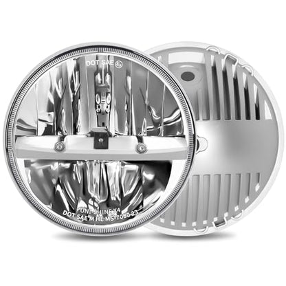 UNI-SHINE 2PCS Chrome 7 Inch LED Headlights - DOT Approved, Hi/Lo Beam, Compatible with Jeep Wrangler, Chevy, and Miata - Plug and Play - color: X4C(2pcs）