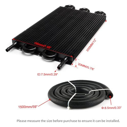 6 Pass Tube and Fin Transmission Cooler Universal 5/16" Oil Cooler Kit Aluminium Black - size: 6 Pass