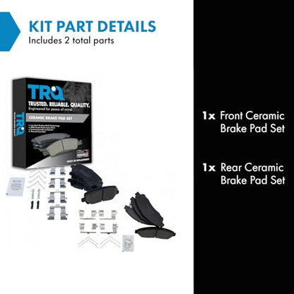 TRQ Front and Rear Ceramic Brake Pad Set - color: Ceramic, size: BKA11917