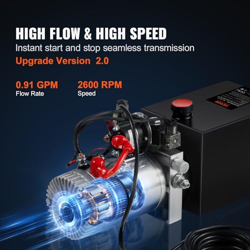 VEVOR 6 Quart Hydraulic Power Unit DC12V 1.6KW Double Acting Hydraulic Pump - size: 6 Quart, style: Double Acting