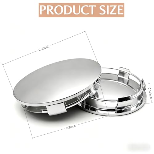 4PCS Wheel Center Caps, 60mm/2.36" OD 56mm/2.2" ID, ABS Snap-in Rust Resistant Hub Cap Cover, Universal for Car SUV Truck (Silver) - color: silver