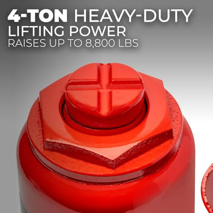 XtremepowerUS Bottle Jack 4 Ton (8,800 LBs) Hydraulic Car Jack with Pump Handle, Fit Use for Cars Automotive Sedans, Red - size: 4 Ton
