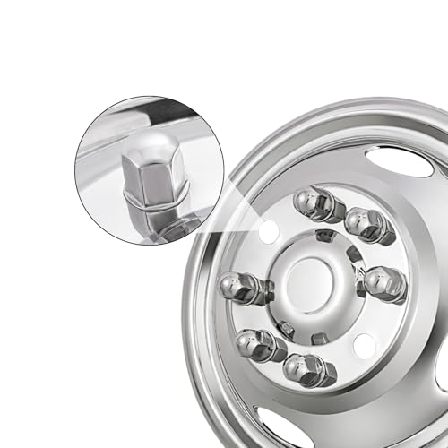 8Pcs Lug Nuts with Adapter for CXRCY 19.5" 10 Lug Wheel Simulators Fit 2005-2021 Ford F450/F550 - size: 19.5IN