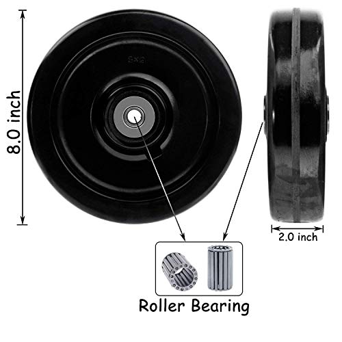 SY America Phenolic Wheel 4”5“6”8”x2”x3/4”with Rolling Bearing & Steel Bushing Up to Loading Capacity 1500LB Each (8" 4-Pack [ 4 Wheel ]) - size: 8" 4-pack [ 4 Wheel ]