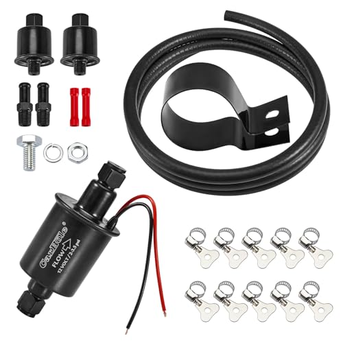 CarBole 12V Electric 2-3.5 PSI Fuel Pump with 5/16" ID Fuel Line Filter Kit Universal for Gas Gasoline Diesel - size: 2-3.5 PSI + 6.56 FT Hose