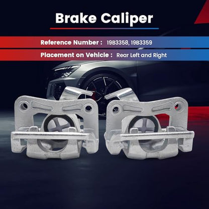 2 Pcs Left & Right Rear Brake Caliper Set 19B3358 19B3359 Compatible with 2008-2012 Honda Accord, 2009-2014 TSX, Driver and Passenger Side Rear Brake Caliper with Bracket - size: 19B3358+19B3359
