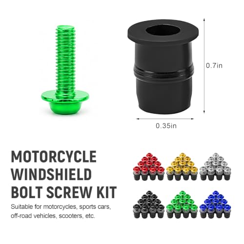 10PCS Motorcycle Windshield Bolt Kit, M5 Motorbike Fairing Bolts Nuts (Green) - color: Green