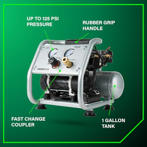Metabo HPT Quiet Air Compressor, Portable 1 Gallon Oil-Free, EC28M