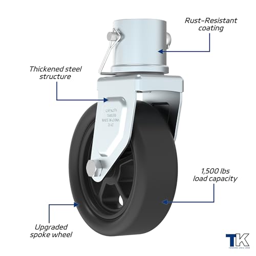 1500lbs 6" Trailer Jack Swivel Caster Replacement with Spoked Wheel - color: Silver