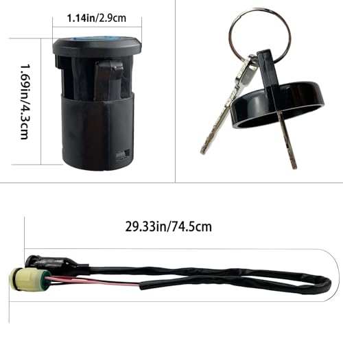 Ignition Switch Key Compatible with Hon-da ATV TRX350 TRX420 TRX450 Foreman